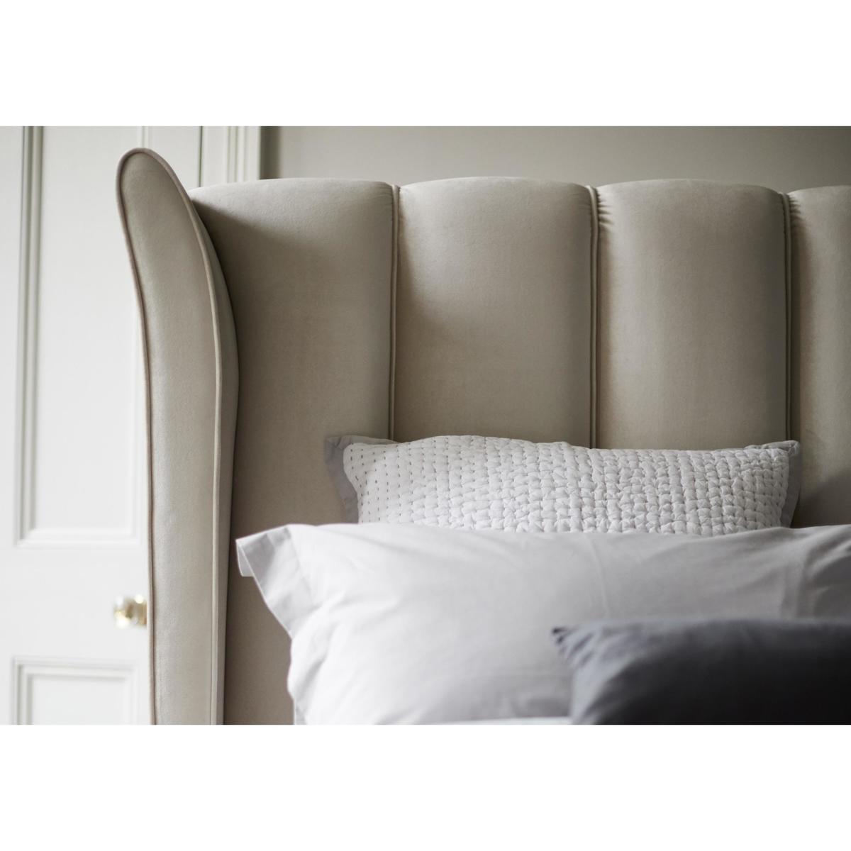 Ariel Velvet Bed Frame - Double - Beige - By Furniture Village – image 3