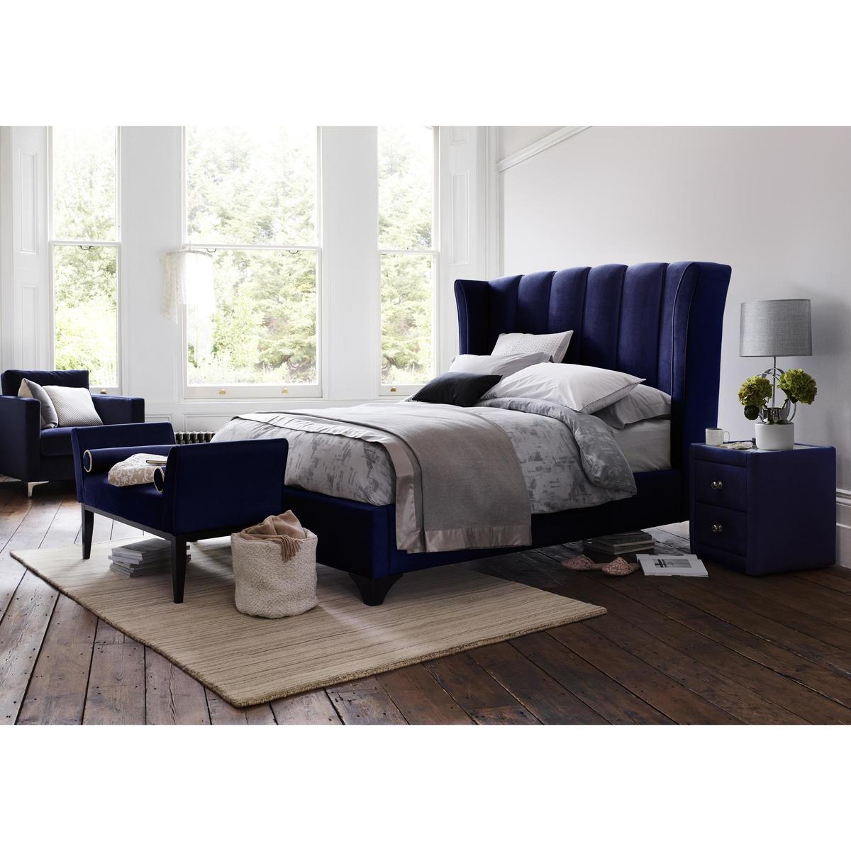 Ariel Velvet Bed Frame - Double - Blue - By Furniture Village – image 3