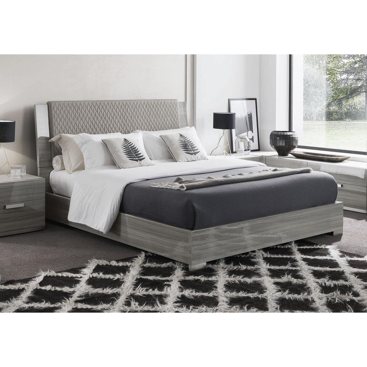 ALF - Movado Bed Frame with Upholstered Headboard - King Size - Grey – image 2
