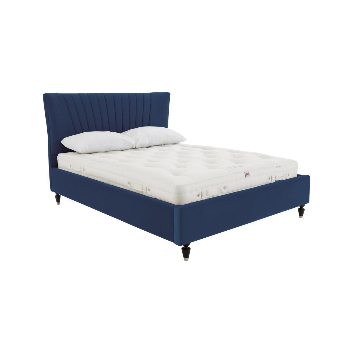 Narla Velvet Bed Frame - Double - Blue - By Furniture Village – image 1