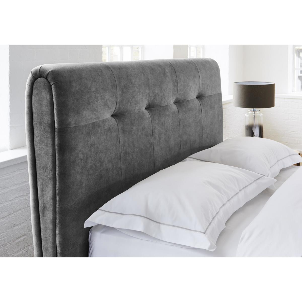 Tampa Brushed Velvet Bed Frame - Super King - Grey - By Furniture Village – image 4
