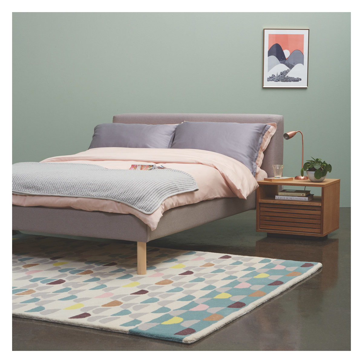 Fredd Grey Upholstered Double Bed Frame 135Cm, Grey – image 6