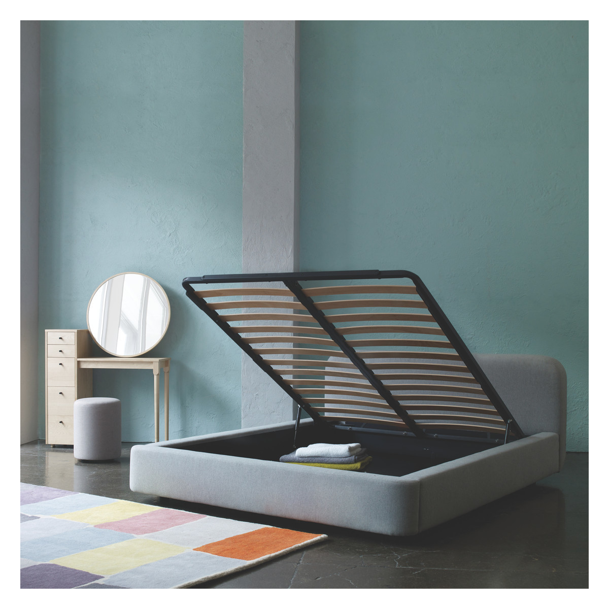 Ottori Grey Wool Eu Kingsize Bed Frame With Storage 160Cm, Grey – image 9