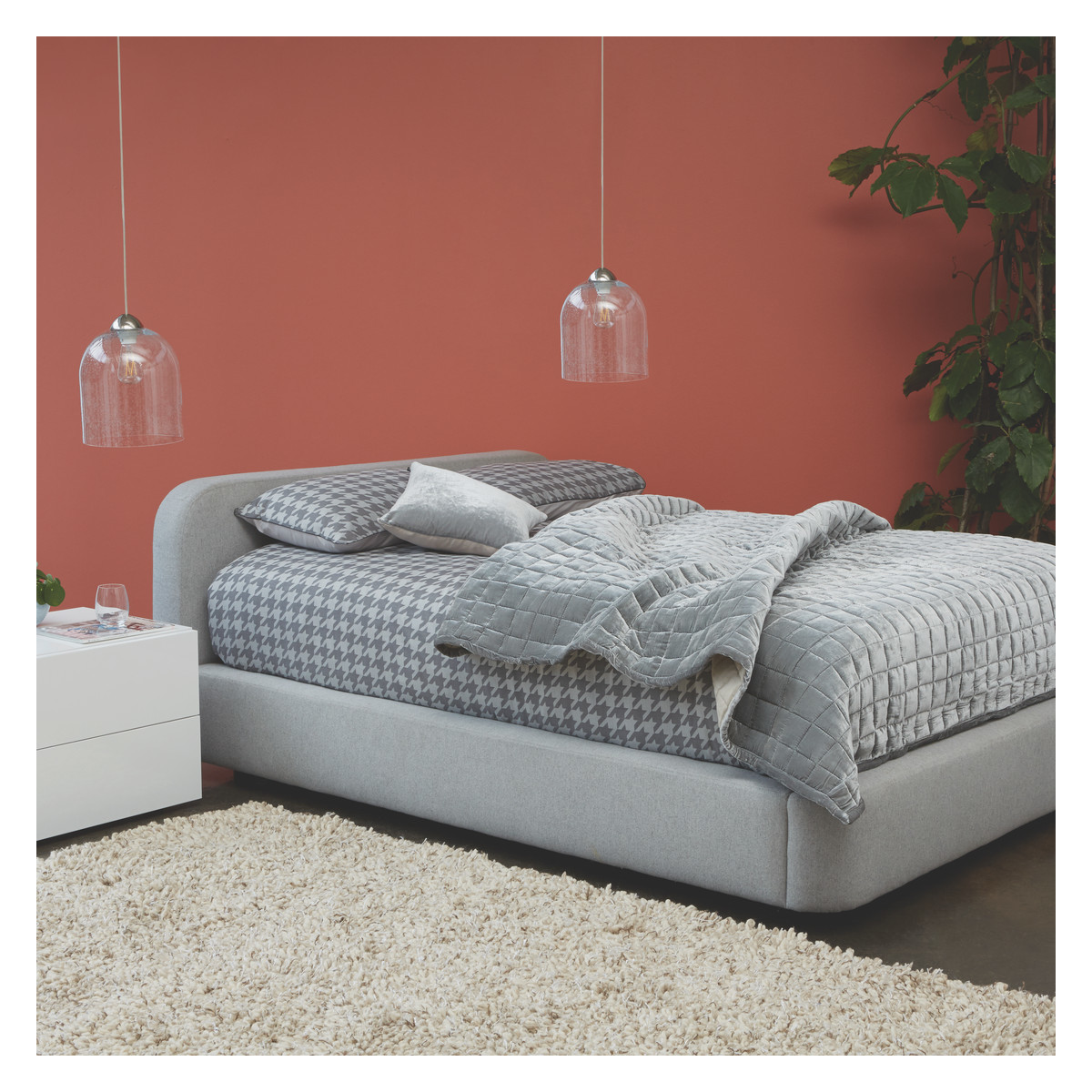 Ottori Grey Wool Eu  Double Bed Frame 140Cm, Grey – image 5