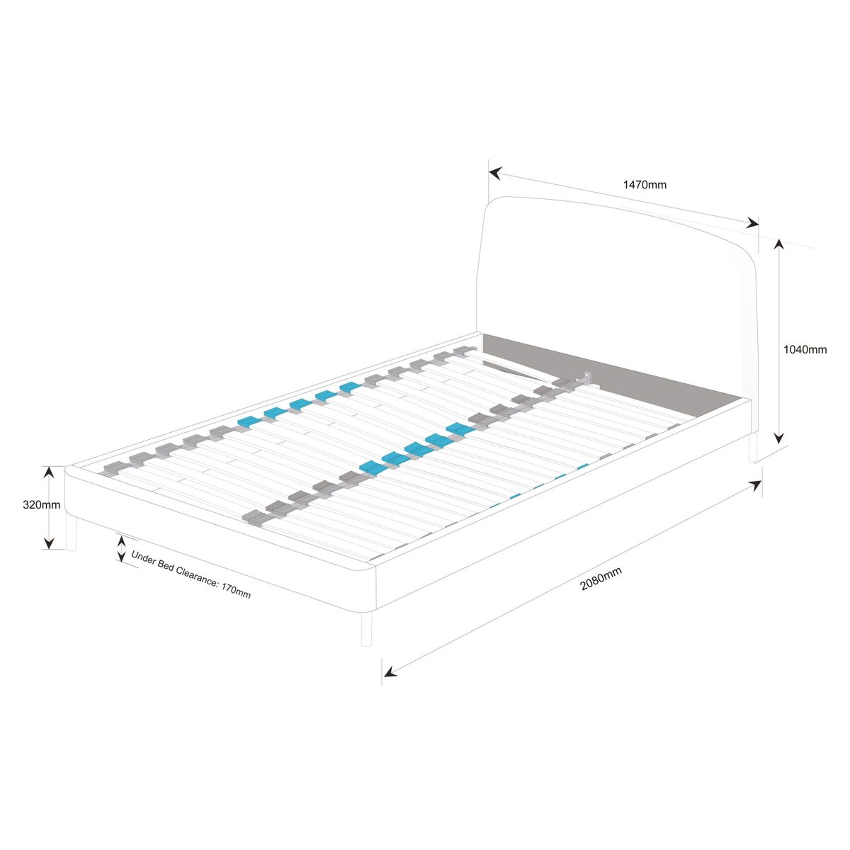 SIMBA Upholstered Bed Frame with Headboard, Double, Grey – image 6