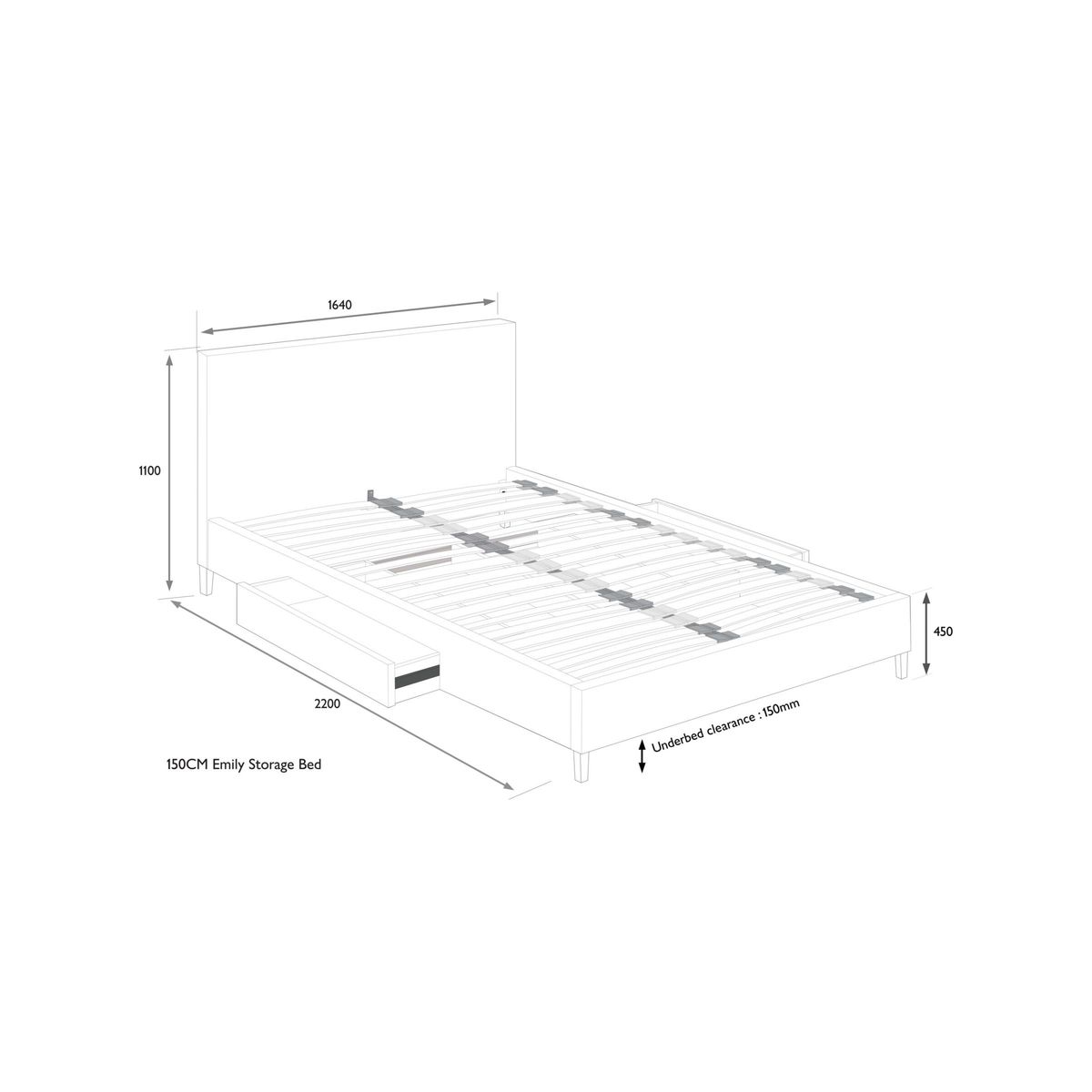 John Lewis & Partners Emily 2 Drawer Storage Upholstered Bed Frame, King Size – image 7