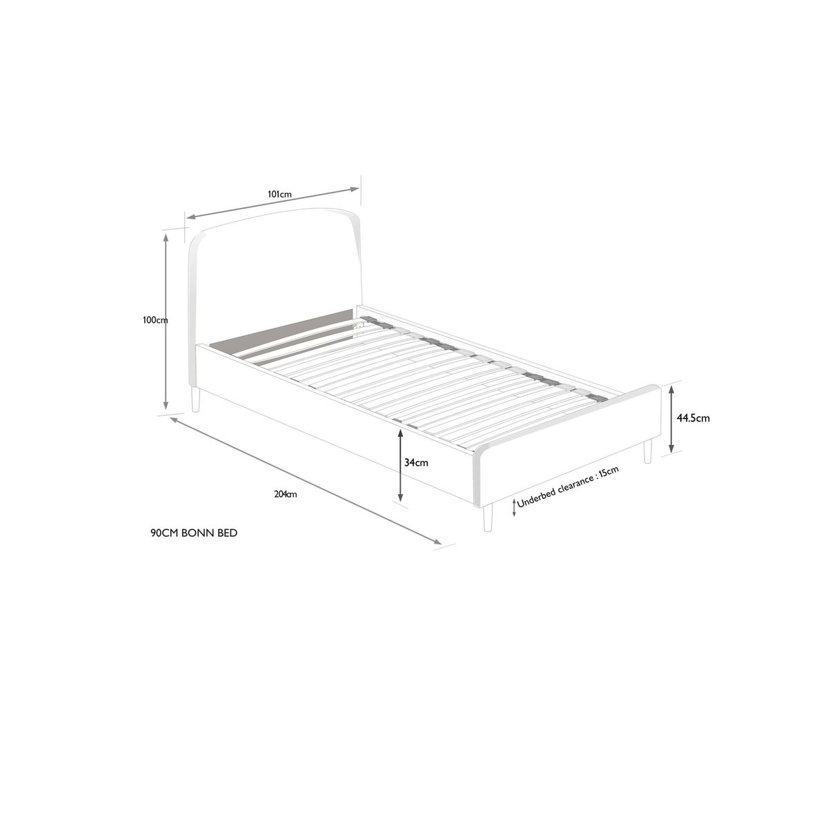 House by John Lewis Bonn Upholstered Bed Frame, Single, Saga Grey – image 5