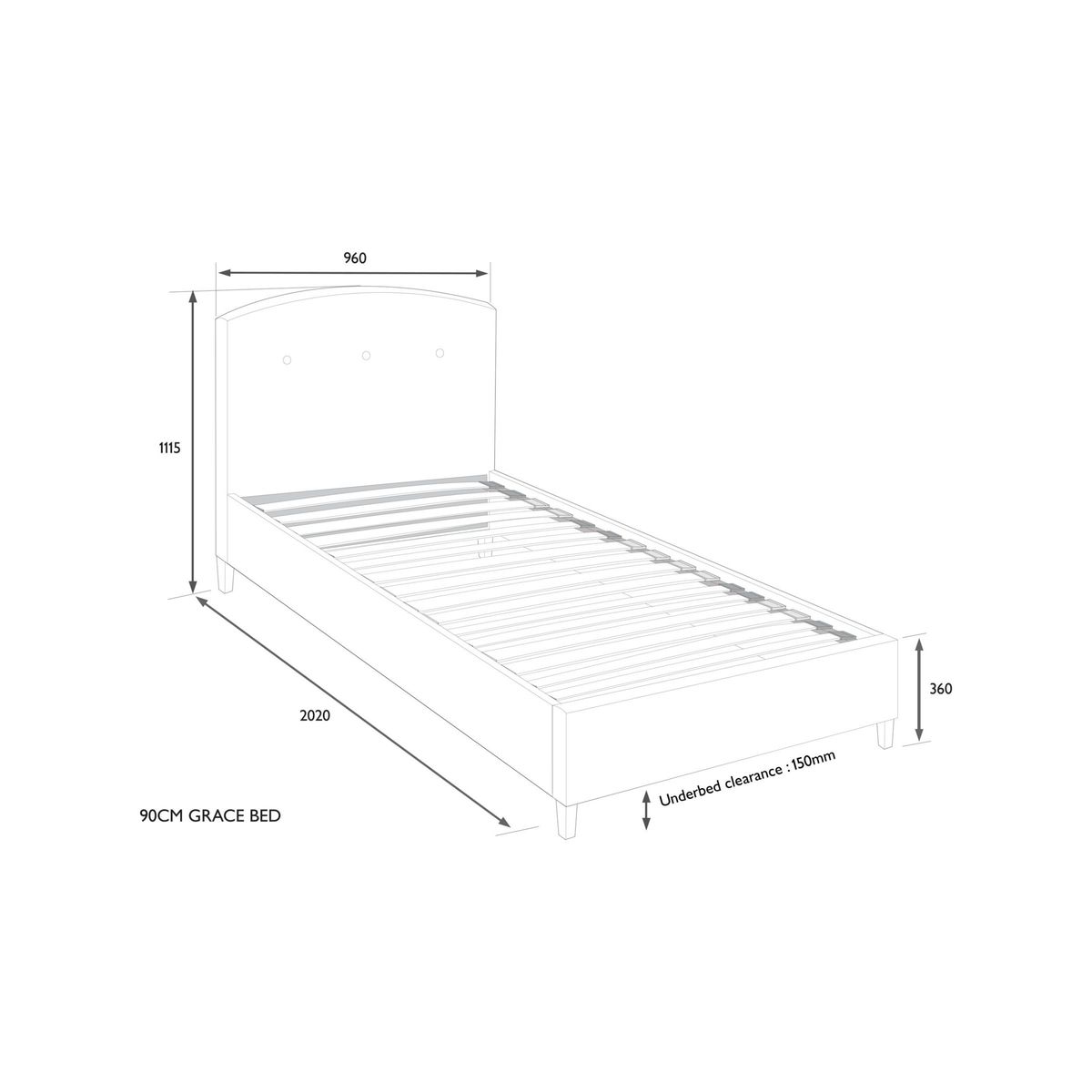 John Lewis & Partners Grace Child Compliant Upholstered Bed Frame, Single – image 6