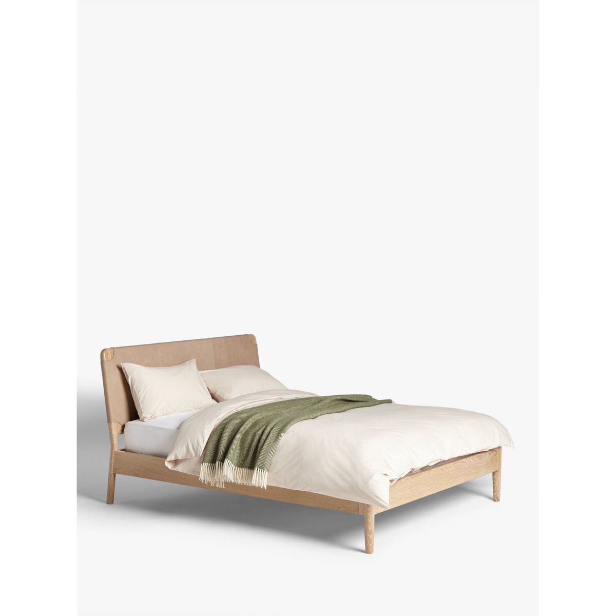 John Lewis & Partners Leather Bed Frame, Double, Natural – image 1