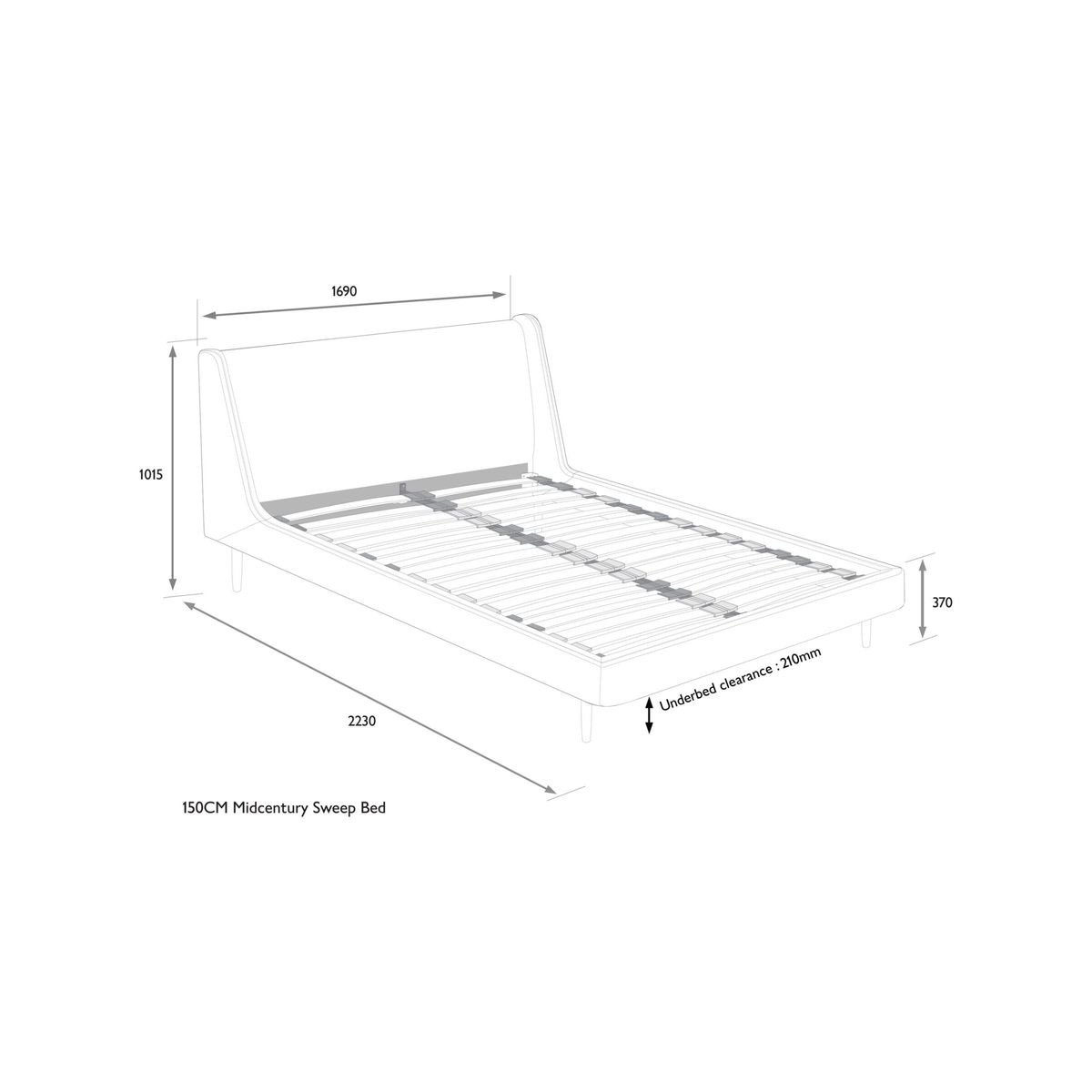 John Lewis & Partners Mid-Century Sweep Upholstered Bed Frame, King Size – image 6