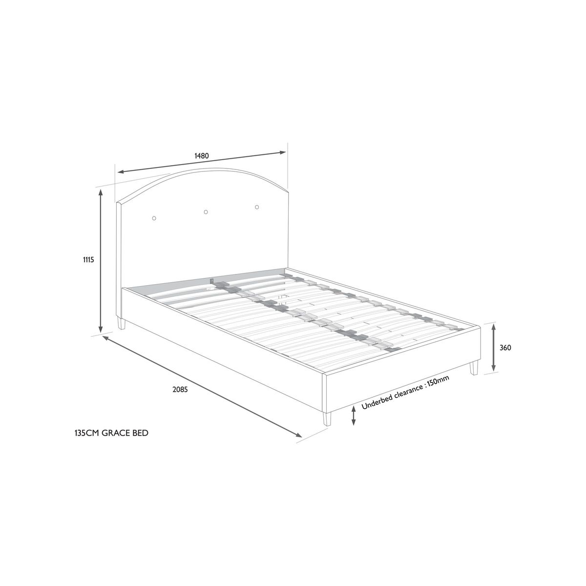 John Lewis & Partners Grace Upholstered Bed Frame, Double, Topaz Grey – image 6