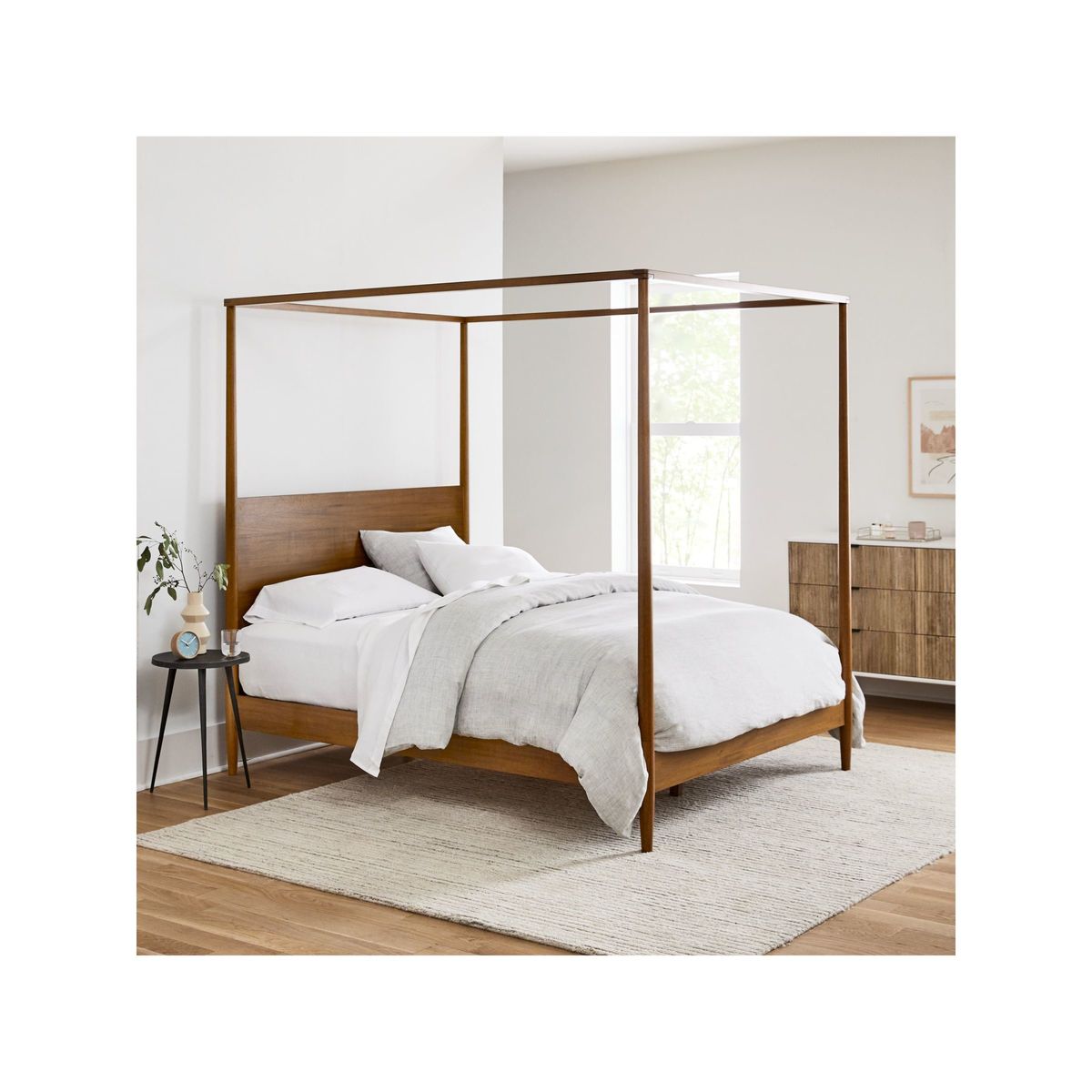 west elm Mid-Century Canopy Bed Frame, Double, FSC Certified (Eucalyptus), Acorn – image 2