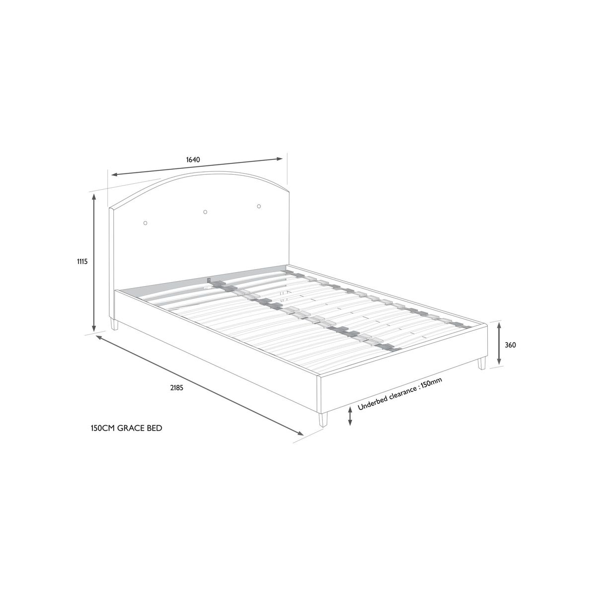 John Lewis & Partners Grace Upholstered Bed Frame, King Size, Topaz Grey – image 6