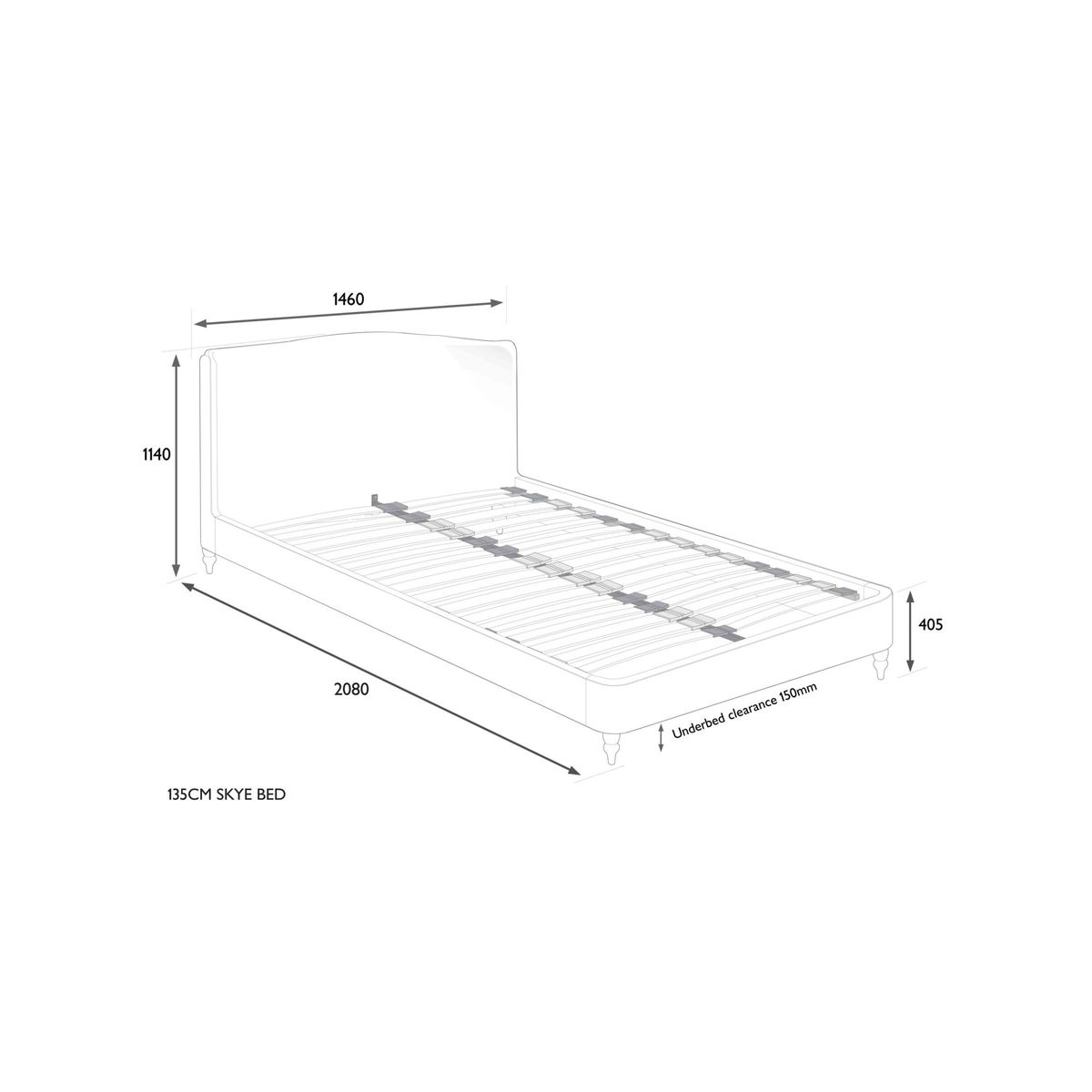 Croft Collection Skye Upholstered Bed Frame, Double, Shawford Grey – image 6