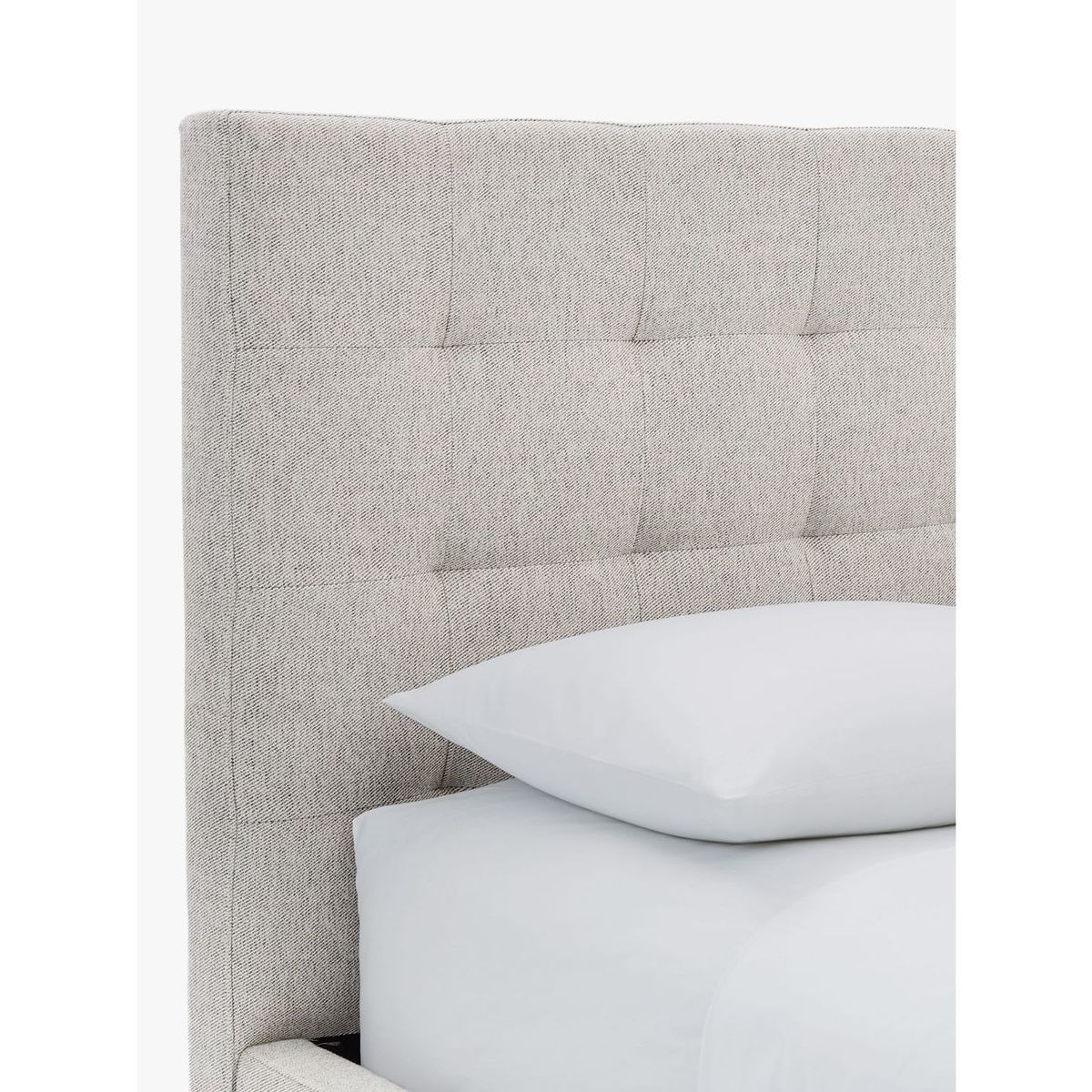 west elm Grid Tufted Upholstered Bed Frame, Double, Stone Twill – image 2