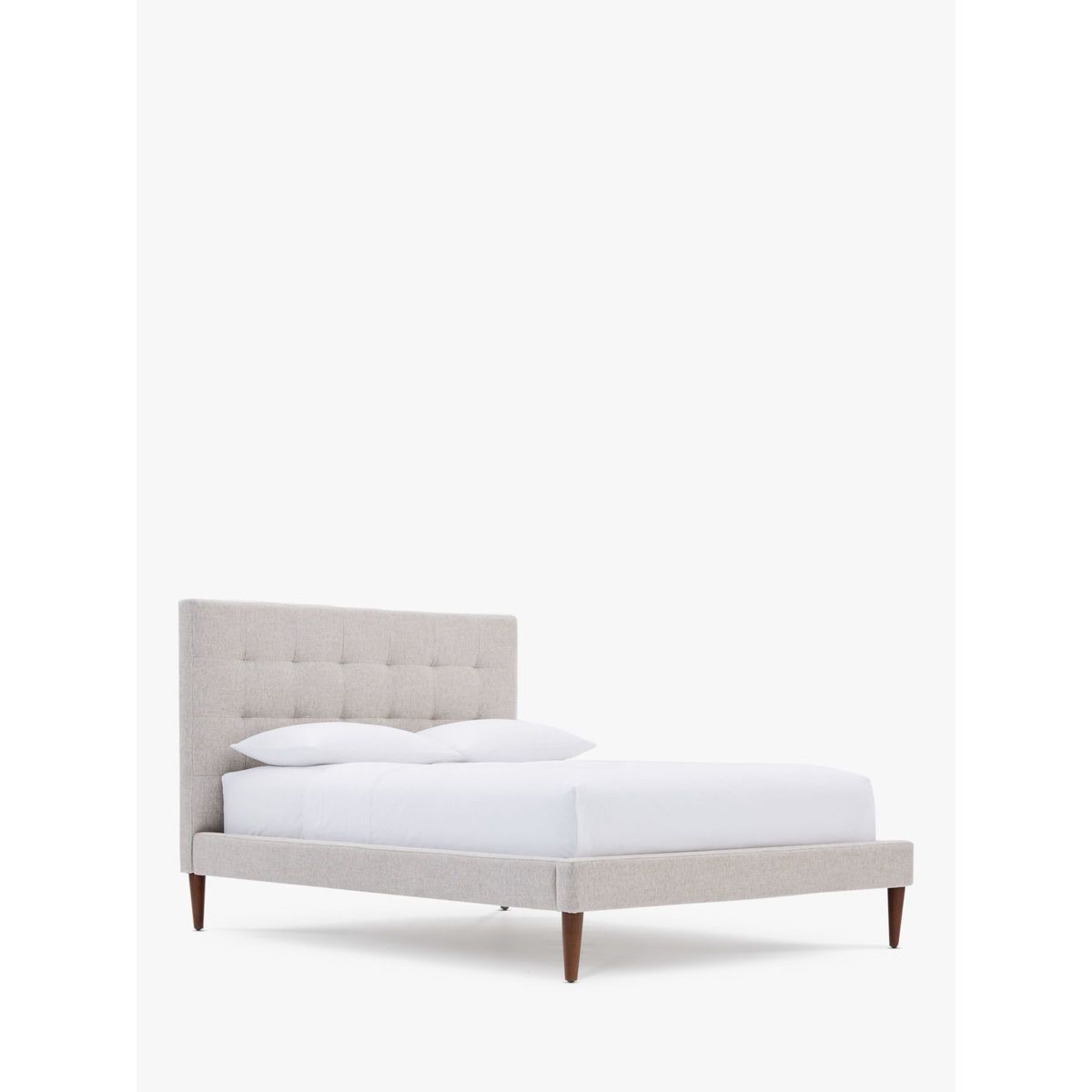 west elm Grid Tufted Upholstered Bed Frame, Double, Stone Twill – image 1