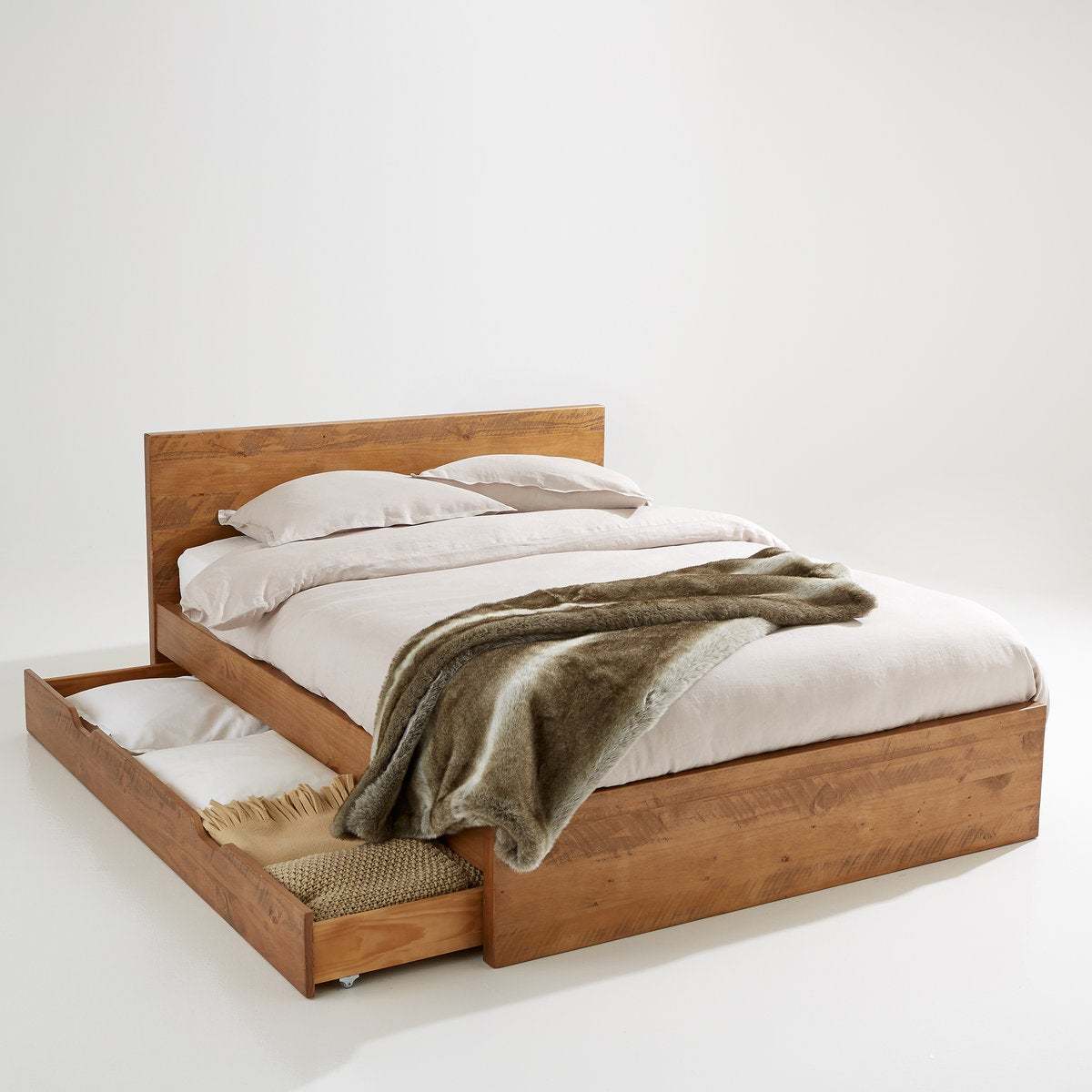 Lunja Solid Brushed Pine Bed, without Base – image 3