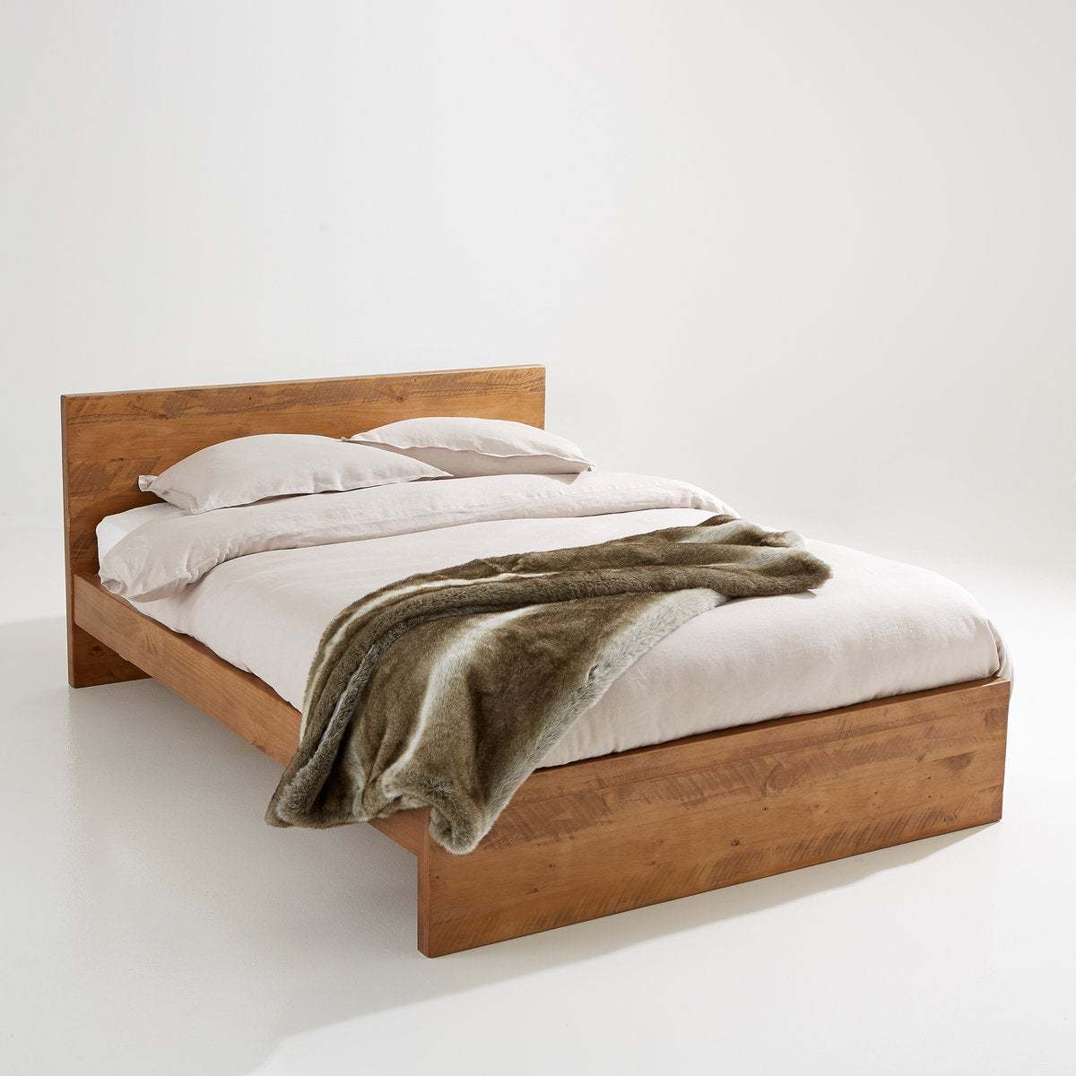 Lunja Solid Brushed Pine Bed, without Base – image 1