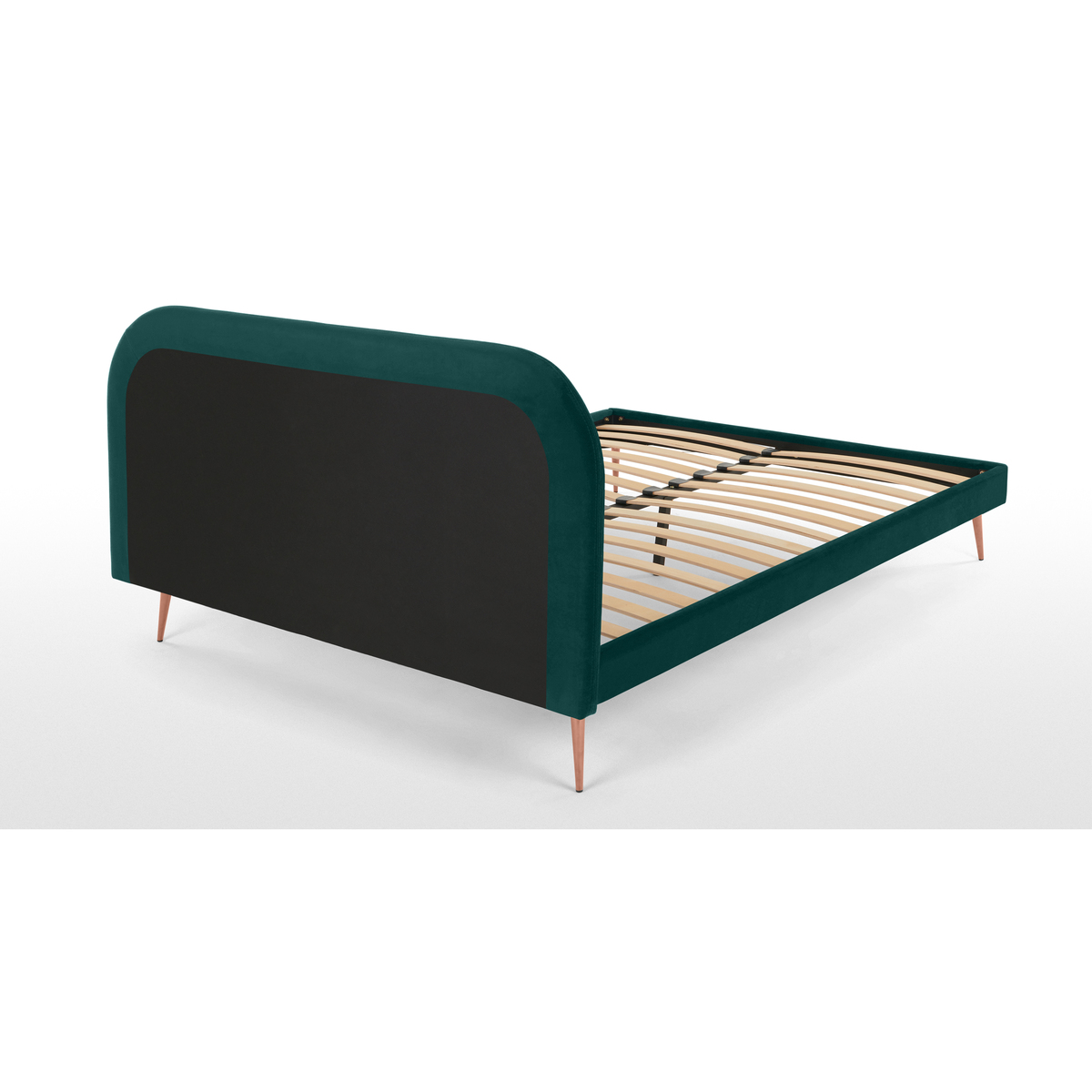Eulia King Size Bed, Seafoam Blue Velvet & Copper Legs – image 4