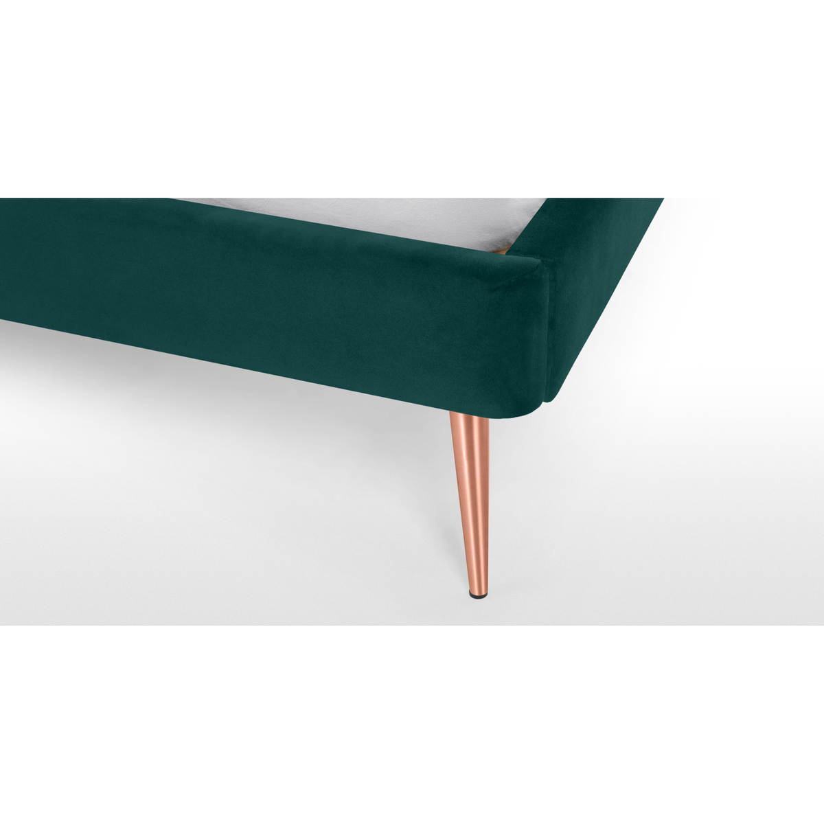 Eulia King Size Bed, Seafoam Blue Velvet & Copper Legs – image 5