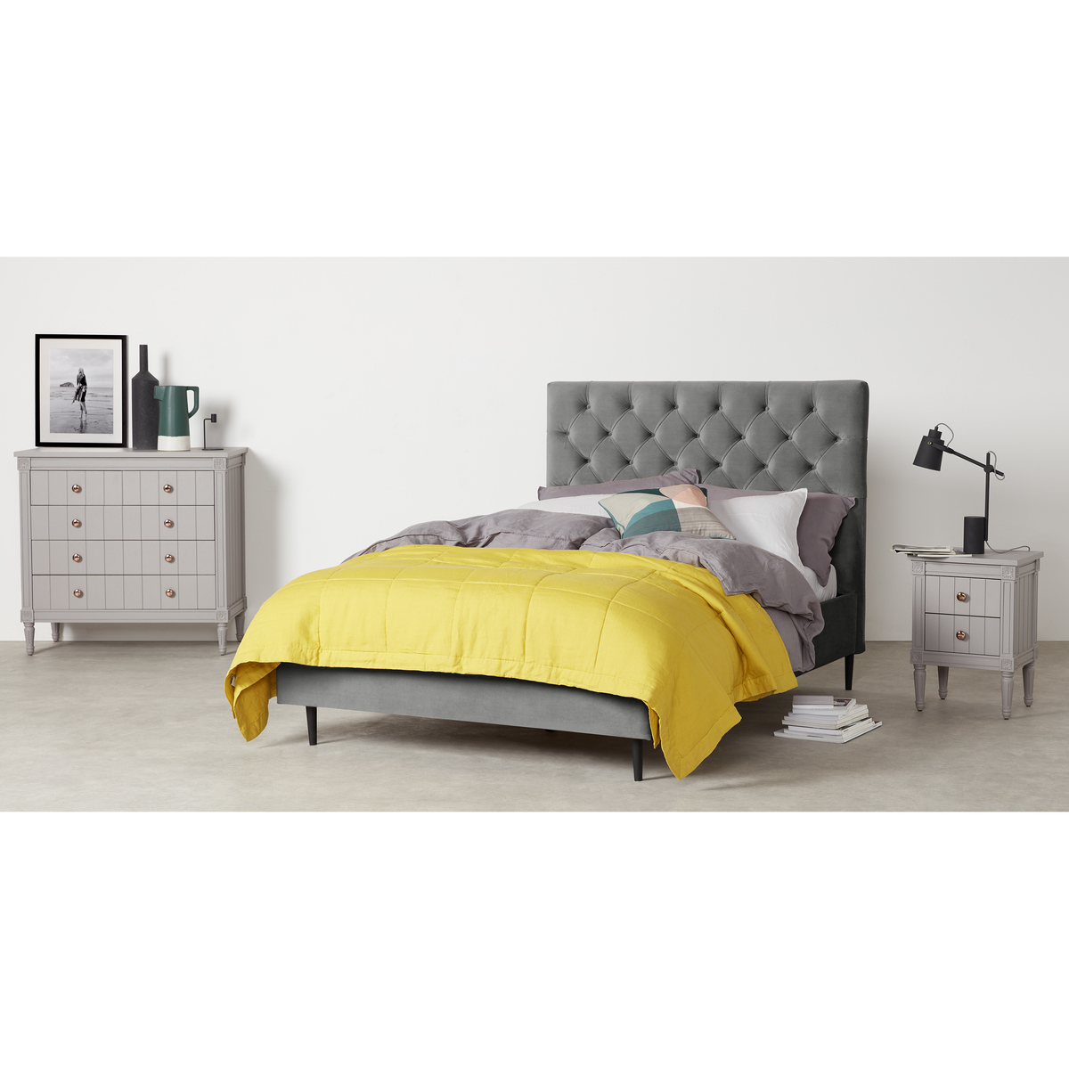 Skye Super King Size Bed, Light Grey Velvet – image 3