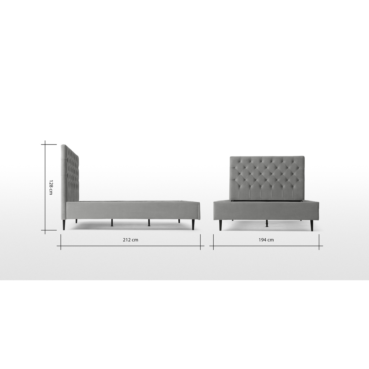 Skye Super King Size Bed, Light Grey Velvet – image 9