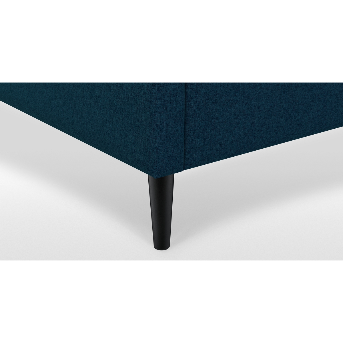 Custom MADE Cory Double size Bed, Navy Wool with Black Stained Oak Legs – image 5