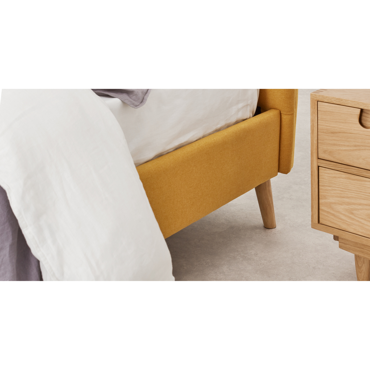 Charley Double Bed, Yolk Yellow & Oak Stain Legs – image 6
