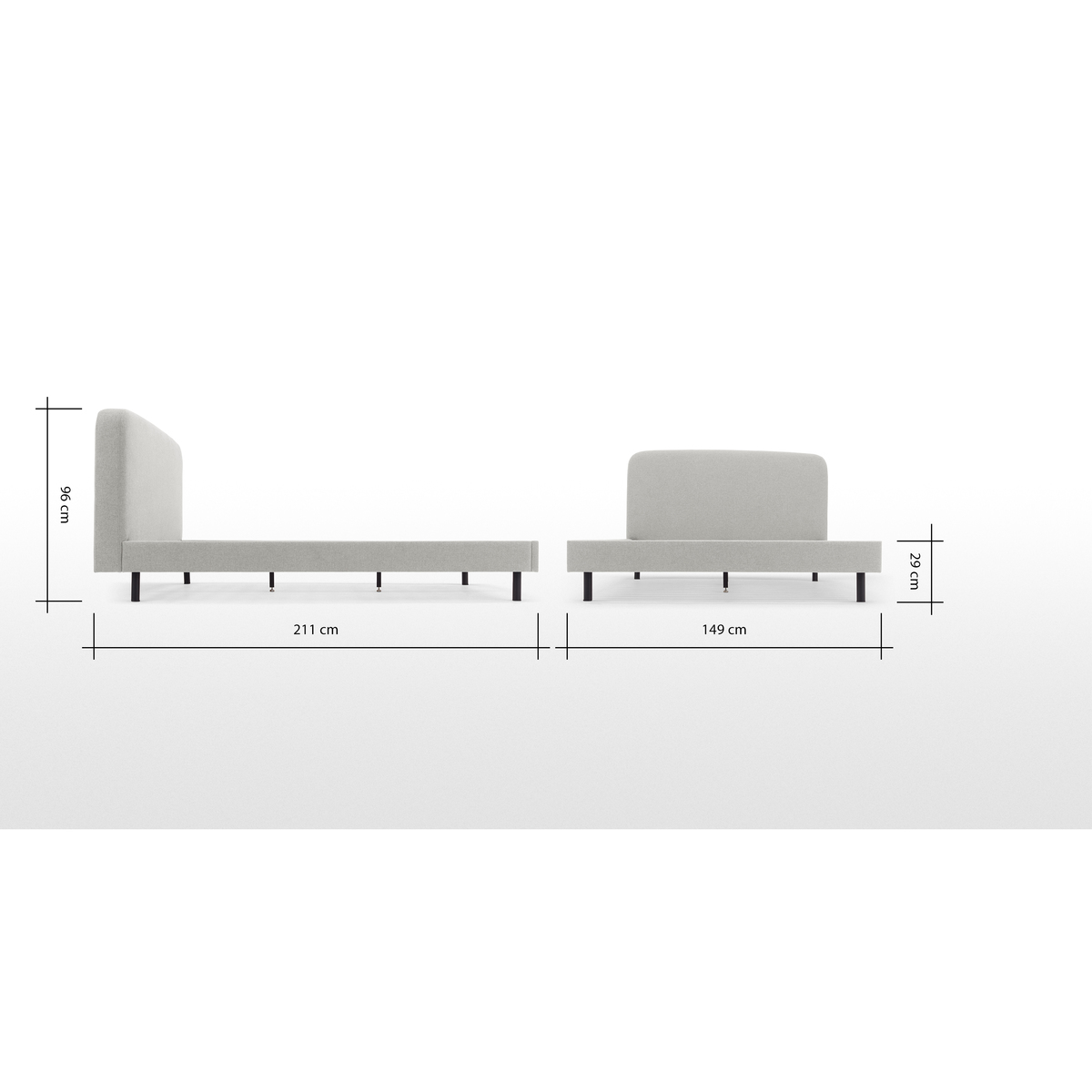 MADE Essentials Besley Double Bed, Hail Grey – image 8