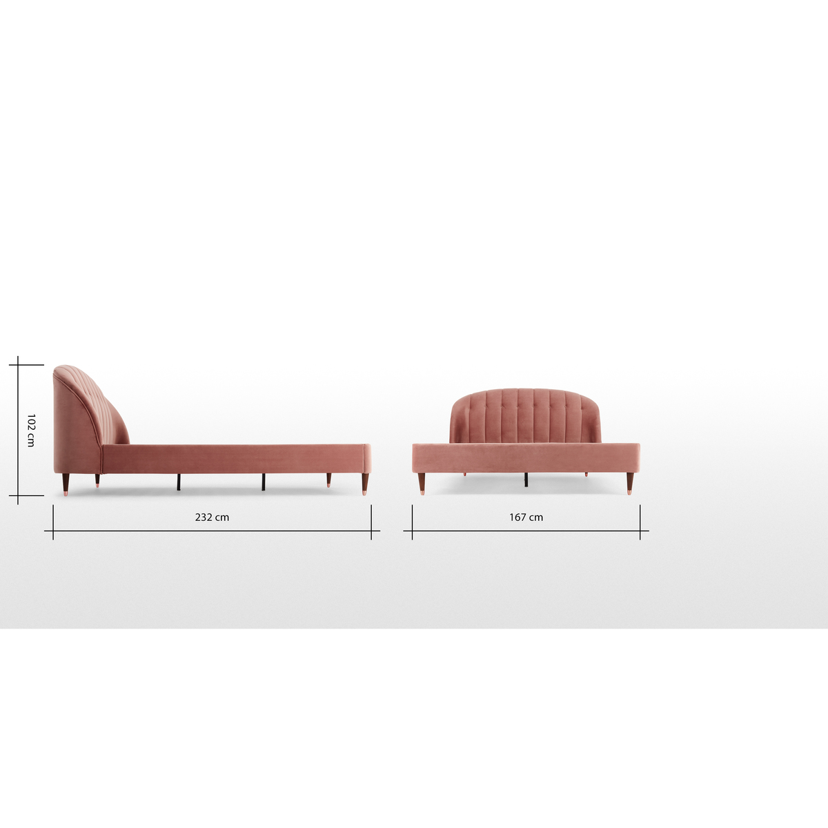Margot King Size Bed, Blush Pink Velvet – image 8