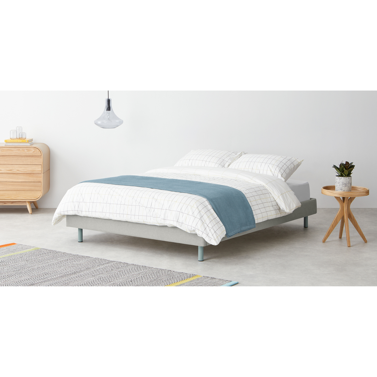 MADE Essentials Besley Platform Double Bed, Hail Grey – image 3