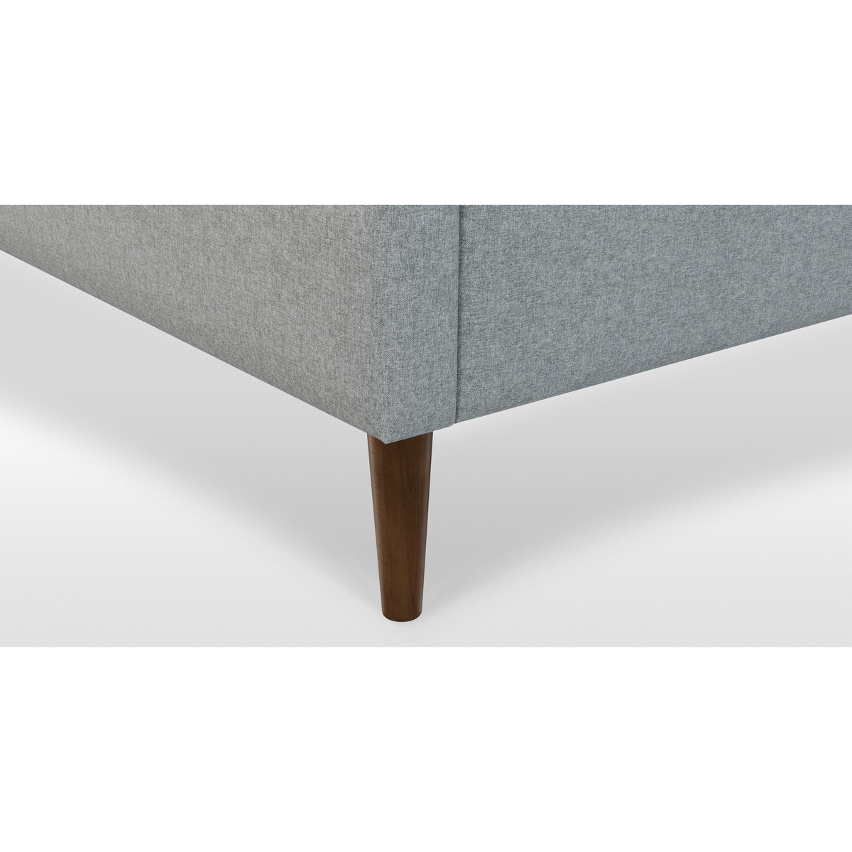 Custom MADE Cory Super King size Bed, Wolf Grey Wool with Walnut Stained Oak Legs – image 5