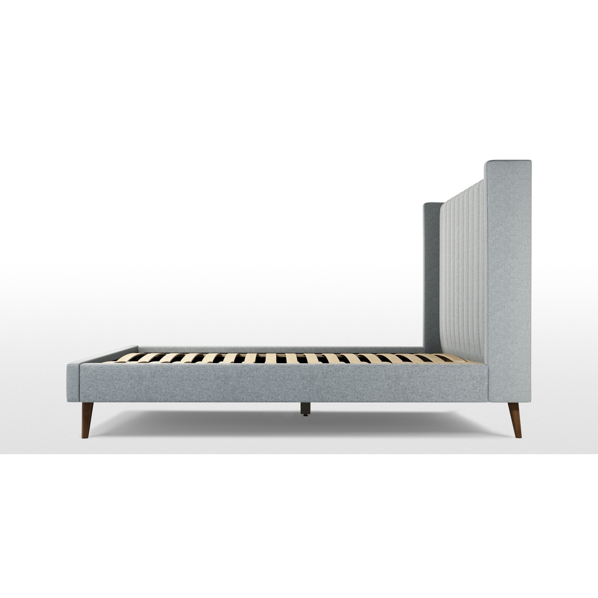 Custom MADE Cory Super King size Bed, Wolf Grey Wool with Walnut Stained Oak Legs – image 7