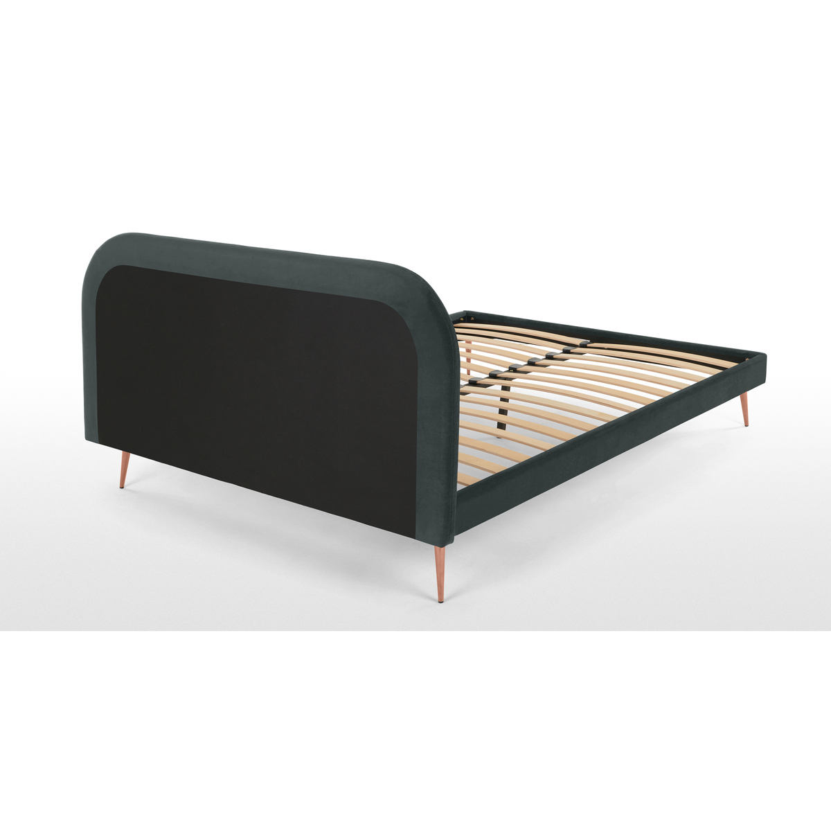 Eulia King Size Bed, Midnight Grey Velvet & Copper Legs – image 5