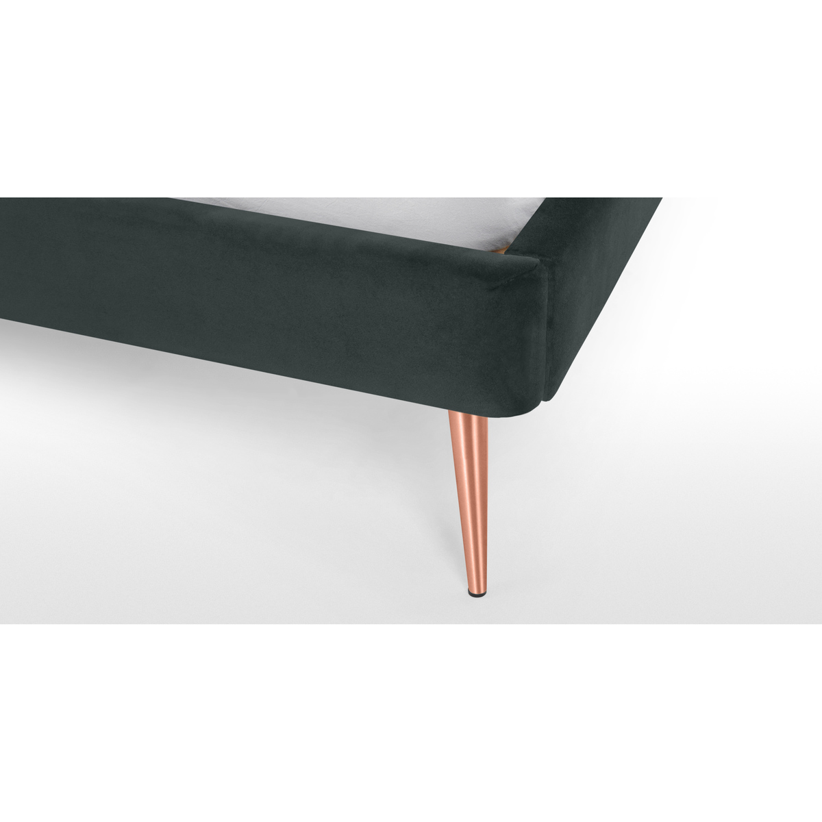 Eulia King Size Bed, Midnight Grey Velvet & Copper Legs – image 6