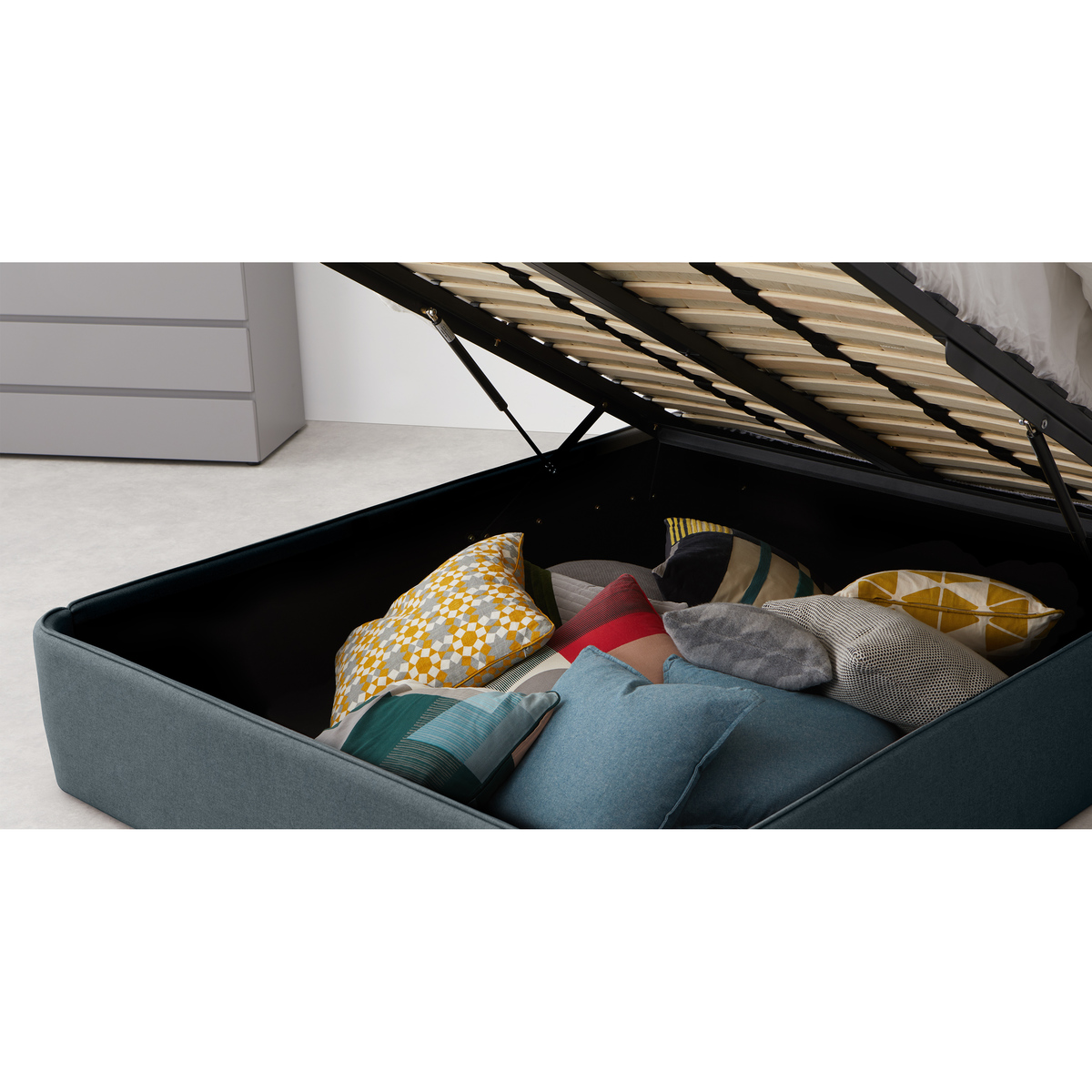 Baya Super King Size Ottoman Storage Bed, Aegean Blue – image 6