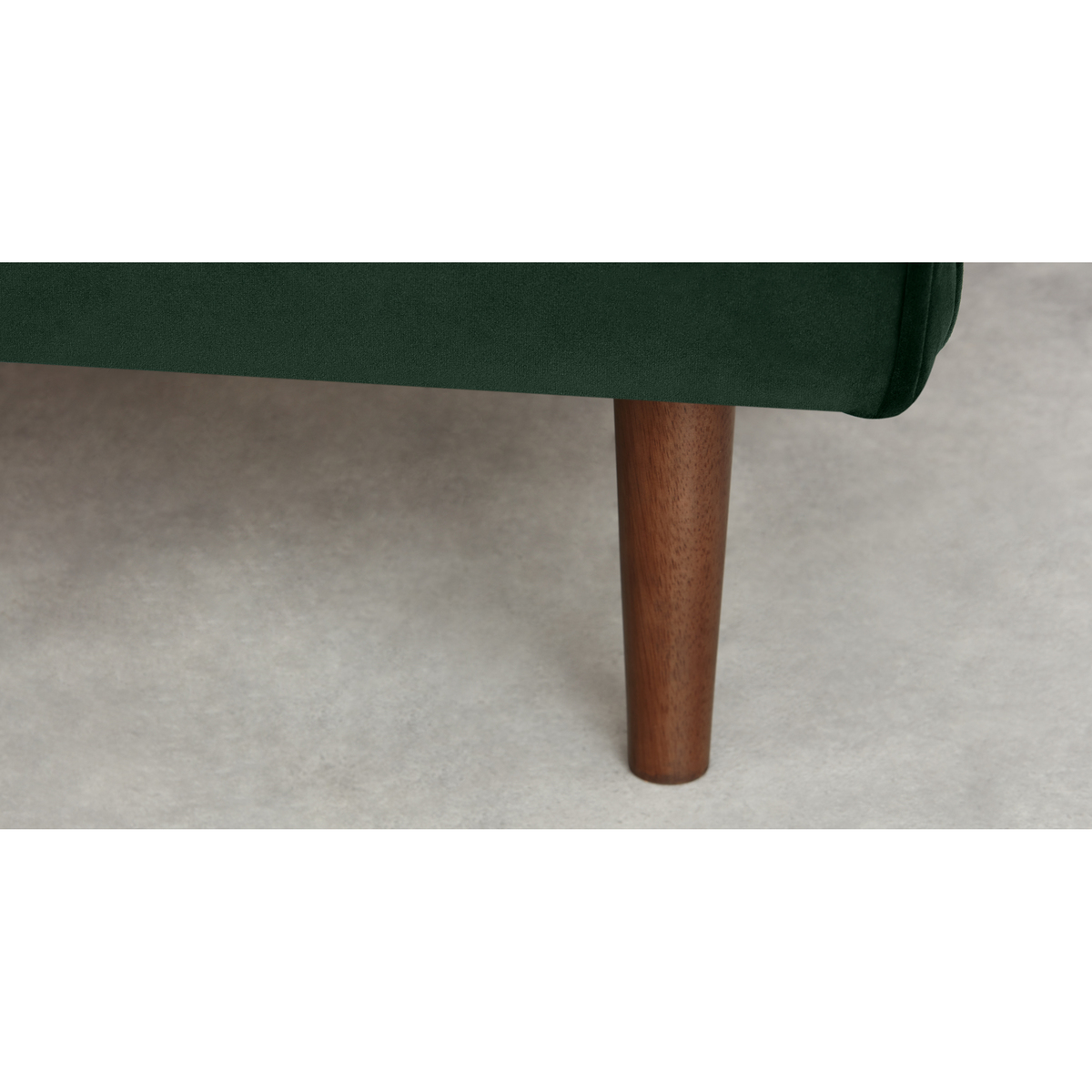 Higgs King Size Bed, Pine Green Velvet & Walnut Stain Legs – image 6