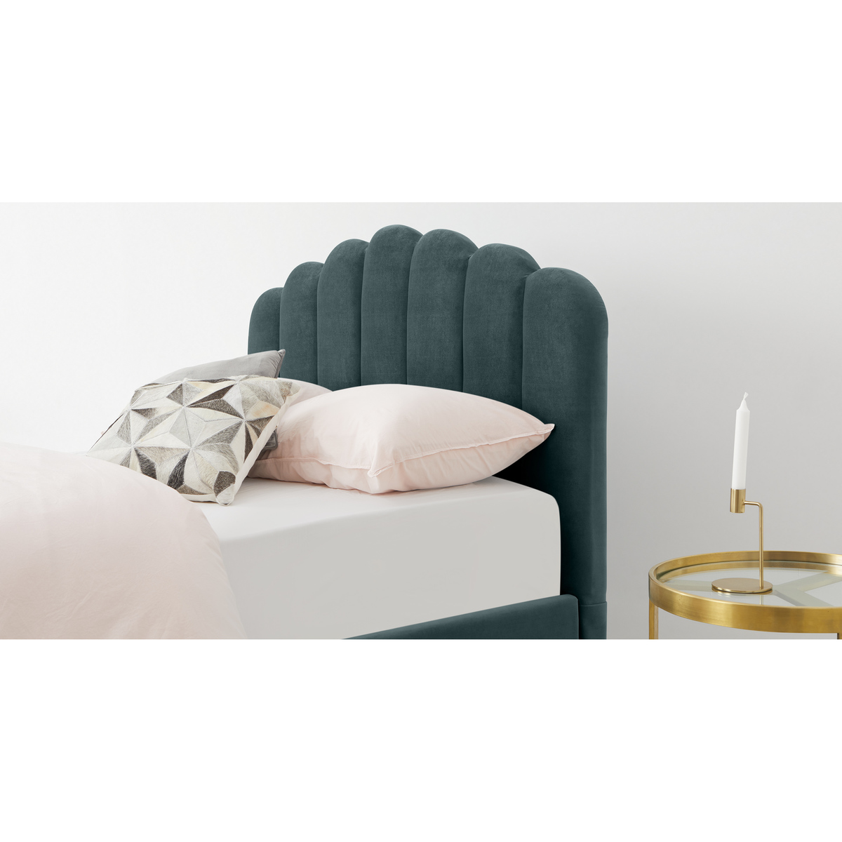 Delia King Size Bed, Marine Green Velvet – image 4