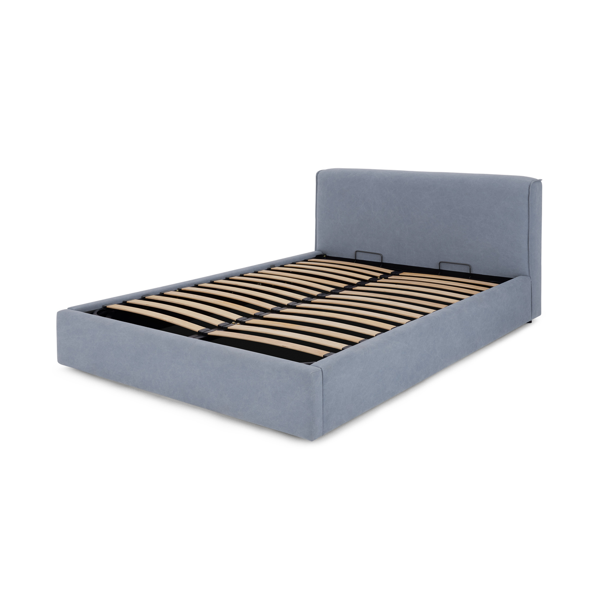 Bahra Double Ottoman Storage Bed, Washed Blue Cotton – image 2
