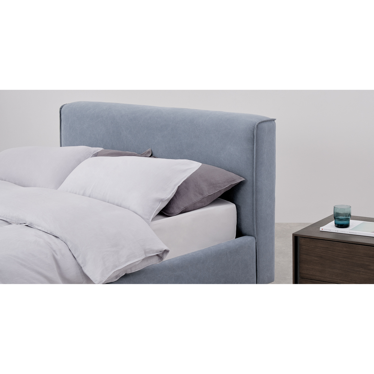 Bahra Double Ottoman Storage Bed, Washed Blue Cotton – image 4