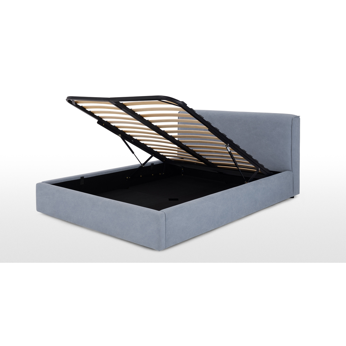 Bahra Double Ottoman Storage Bed, Washed Blue Cotton – image 5