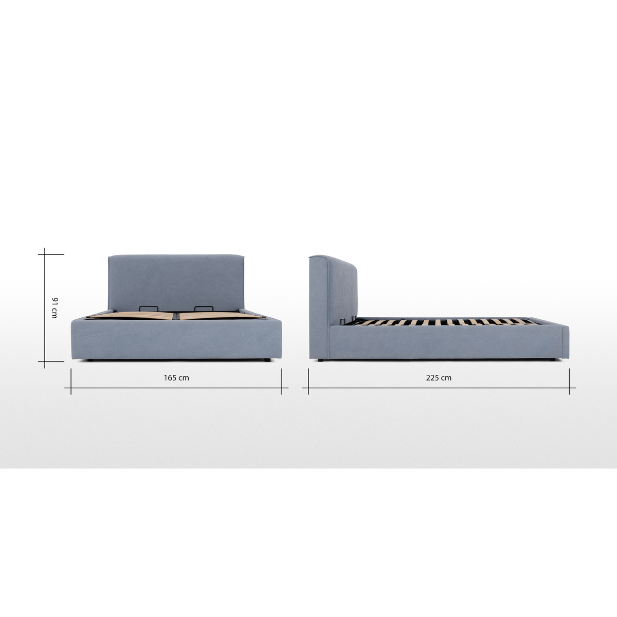 Bahra Double Ottoman Storage Bed, Washed Blue Cotton – image 8