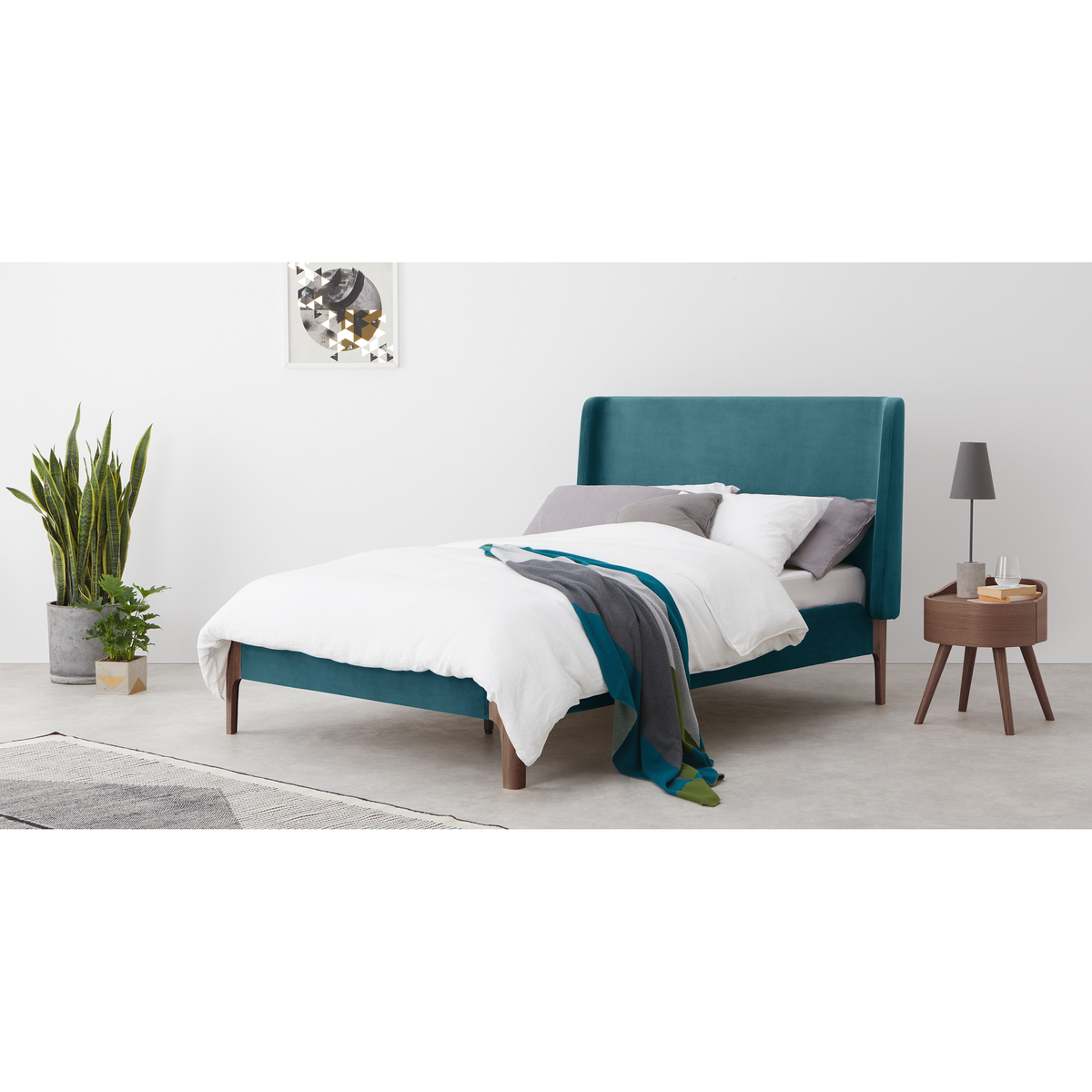 Roscoe King Size Bed, Steel Blue Velvet – image 3