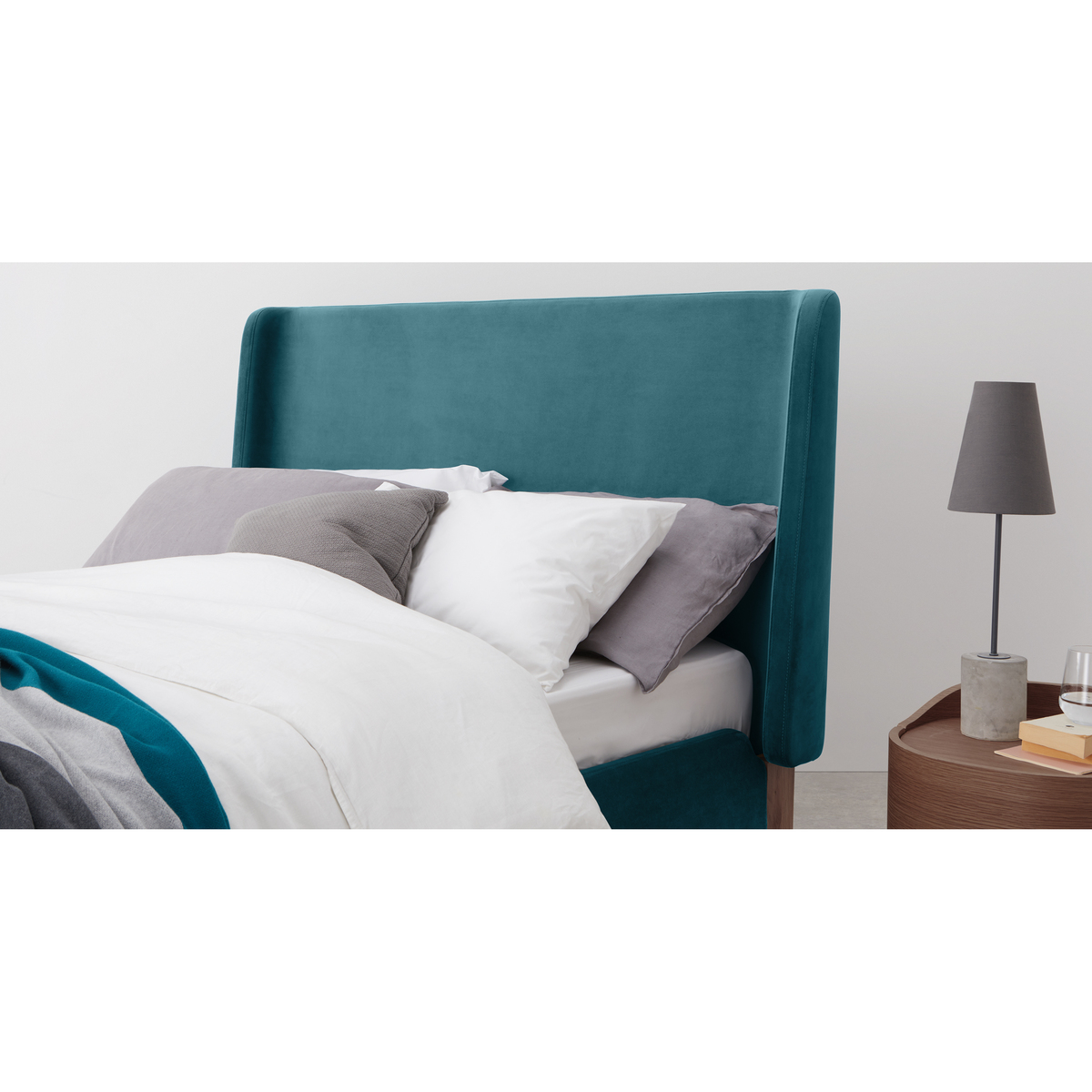 Roscoe King Size Bed, Steel Blue Velvet – image 4
