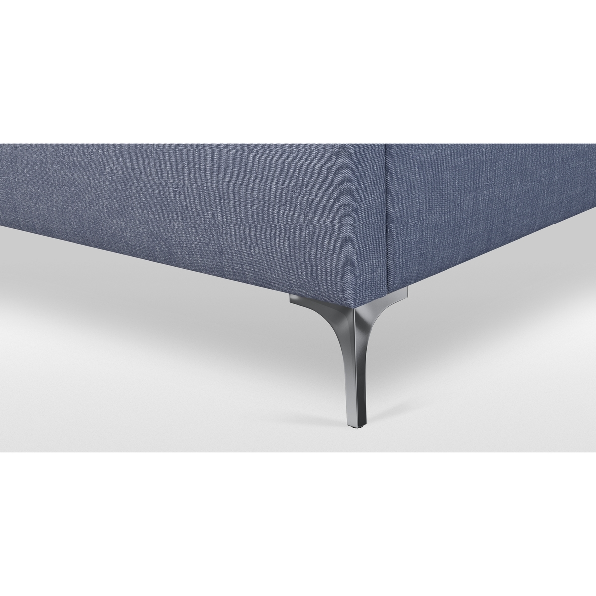 Custom MADE Romare King size Bed, Denim Cotton with Nickle Legs – image 5