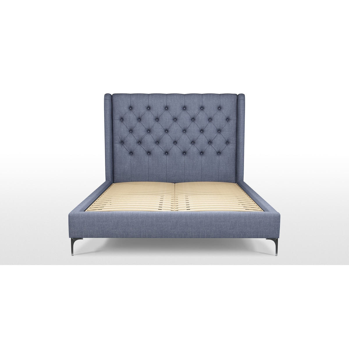 Custom MADE Romare King size Bed, Denim Cotton with Nickle Legs – image 8