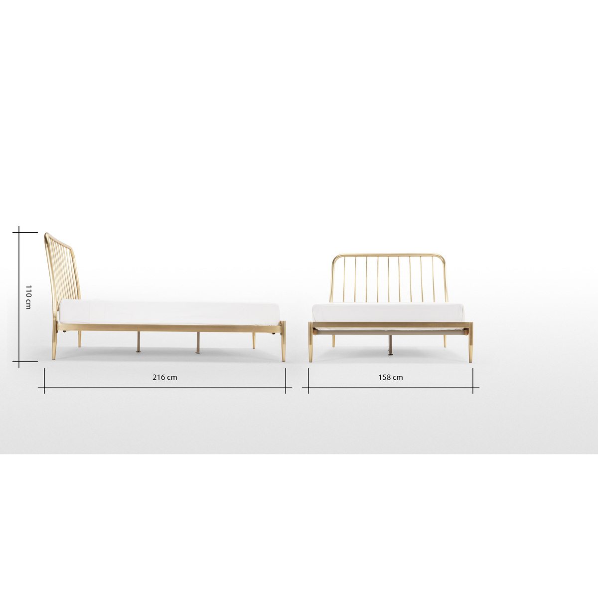 Alana Kingsize Bed, Brushed Brass – image 9