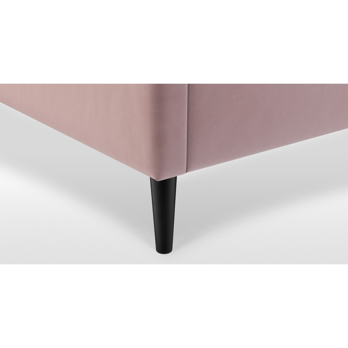 Custom MADE Cory King size Bed, Heather Pink Velvet with Black Stained Oak Legs – image 5