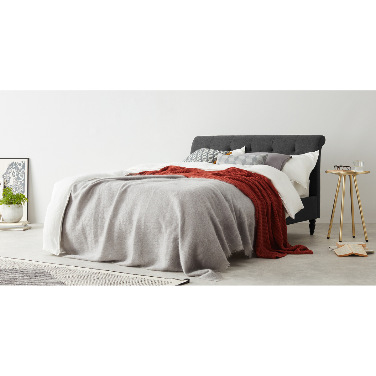 Linnell King Size Bed, Space Grey – image 2