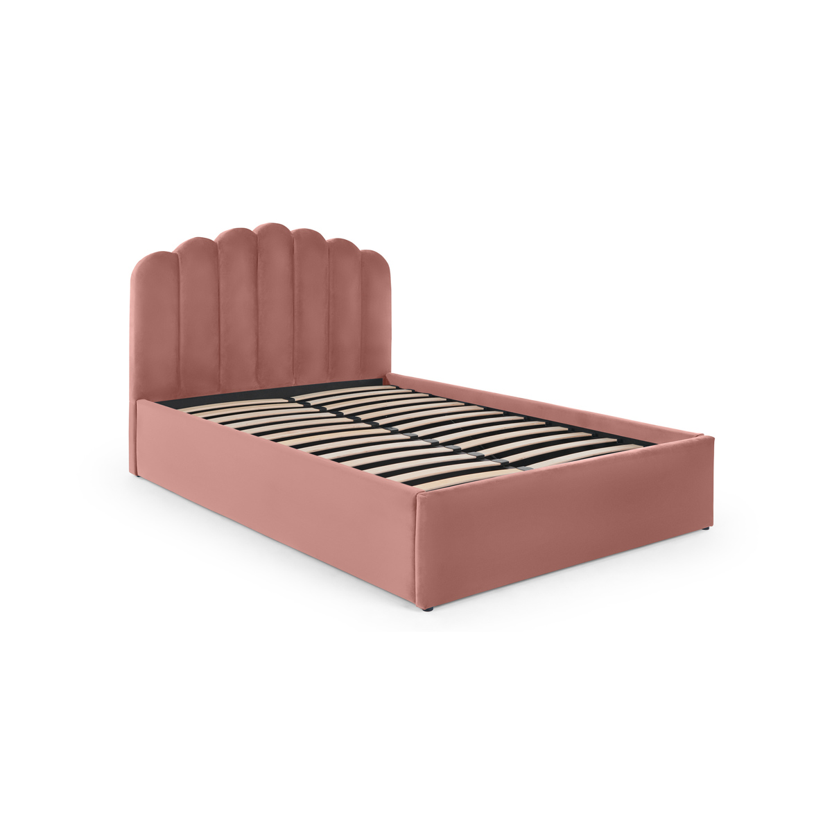 Delia King Size Bed Ottoman Storage, Blush Pink Velvet – image 2